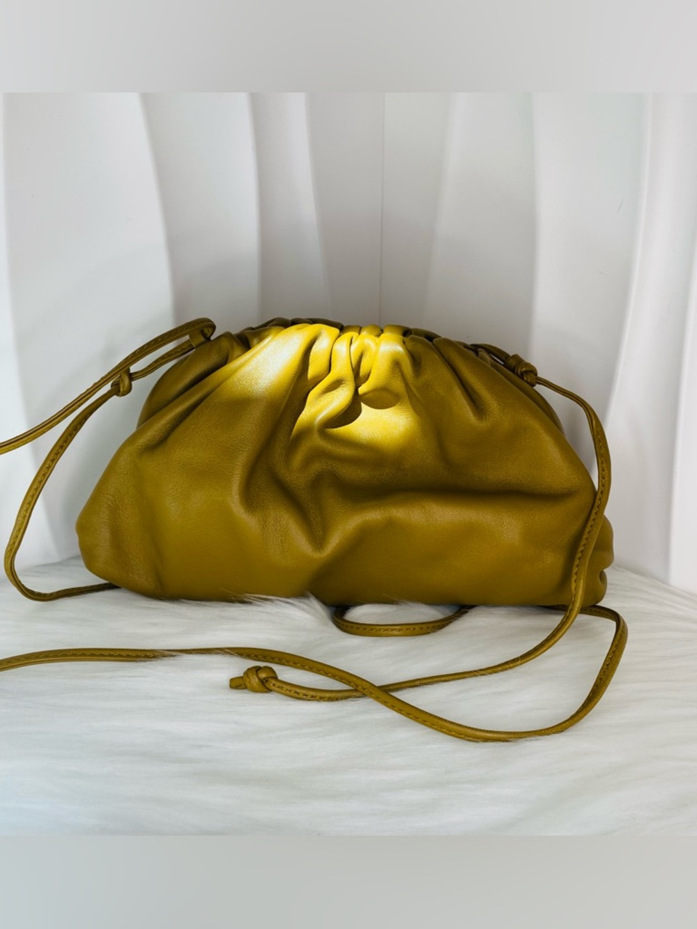 Bottega Veneta pouch Olive Mustard Leather Drawstring Crossbody